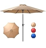 DUMOS Terrassenschirm mit Druckknopf, neigbar und Kurbel, Tischschirm, 8 stabile...