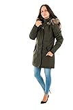 ONLY Damen Winterjacke Katy Parka mit Fell-Kapuze 15156573 peat XS