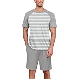Schlafanzüge Für Herren Zweiteilig Set Farbblock Schlafanzug Einfach Nightwear Set...