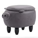 NJCORE Animal Footstool Pig Shape Storage Ottoman, Wood Low Stool Shoe Stool for...