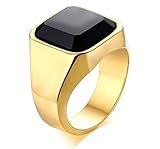 JewelryWe Schmuck Siegelring Herren-Ring Edelstahl Glas Stein Klassiker Viking...
