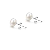 Süßwasserperlen Ohrringe Echt 925 Silber Stecker Perlenohrringe Weiß Damen...