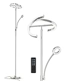 Anten Stehlampe Dimmbar LED KAKA- | Silber-Stehleuchte 25W mit flexibler 7W...