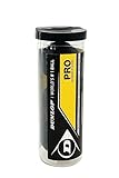 Dunlop Squashbälle Pro doppelGelb, 3 Stück in der Dose, Offizieller Turnier-Squashball