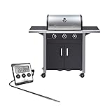 Enders Gasgrill Chicago 3 - BBQ - Bundle mit extra Fleischthermometer - 3...