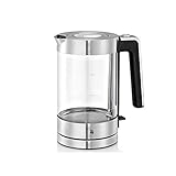 WMF Lono Wasserkocher Glas 1,7 Liter, Glaswasserkocher mit Kalkfilter, kabellos, 3000...