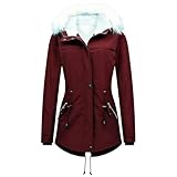Damen Winterjacke Winter Warm Wintermantel Damen Lang Winterparka mit Teddyfell Gefüttert...
