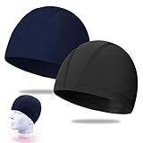 2 Stück Elastische Badekappen für Erwachsene, Komfortable Stoff Bademütze Weiche Unisex...