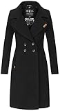 Navahoo Damen Mantel Trenchcoat Winterjacke Wintermantel B661 [B661-Wooly-Schwarz-Gr.S]