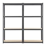 Juskys 2er-Set Lagerregal Easy 2X 160x80x40cm (HxBxT) | 640kg Traglast | 8 Böden | Metall...