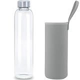 Reeho 1l / 1 liter Trinkflasche Glas auslaufsicher Glasflasche Wasserflasche mit...