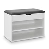 Juskys Schuhregal mit Klappdeckel und gepolstertem Sitz 60x30x44 cm - Schmale...