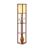KLJUDDGY Moderne Stehlampen Holz Stehlampe Mit Regalen Moderne Stehlampe Stoff...