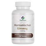 Ginseng Kapseln - 1000 mg Hochdosiert Panax Ginseng - 120 Tabletten Für Energie,...
