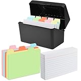 Karteikarten Box, Lernkarteibox Karteikasten für 300 Karten A7 A8, Karteikasten inkl.10...