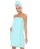 vislivin Bademantel Damen Saunakilt & Haartuch Sauna Kilt Frauen Saunakilt mit...