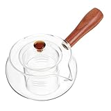 DEARMAMY Transparenter Glas teekessel mit Seitlichem Holzgriff Umweltfreundlicher...