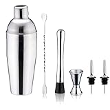 Samnuerly Edelstahl-Set 6-teiliges CocktailShaker-Barwerkzeug