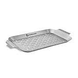 BURNHARD Grillschale 27,5 x 19 x 2 cm aus Edelstahl für Gemüse, Fleisch und...