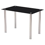 HOOZ Glas Esstisch Schwarz, Hochwertiger Wohnzimmertisch mit 6mm Sicherheitsglas...