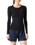 Odlo Damen NATURAL 100% MERINO WARM Baselayer Langarm-Shirt mit Rundhals, Black - Black, M