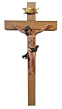 Kaltner Präsente Geschenkidee: 25 cm Wandkreuz Kruzifix aus Holz Fichte eichenholz farbig...