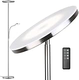 Anten Deckenfluter mit Leselampe Nickel matt | 35W Dimmbare Led Stehlampe mit...