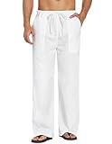 COOFANDY Herren Leinenhose Hosen Herren Lang Hose Leichte Sommerhose mit Taschen...