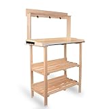 Holz Pflanztisch 78x36x131 cm für Garten Terasse Balkon mit Zinkplatte...