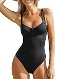 CUPSHE Damen Badeanzug Push Up Bauchweg Korsettdetail Bügel BH Breite Träger Einteilige...