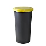 KUEFA 60L Müllsackständer mit flachem Deckel - Gelber Sack Mülleimer (Gelb)