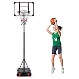 LIFEZEAL Mobiler Basketballständer mit Ständer, Basketballkorb 155-210 cm...