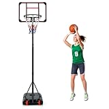 LIFEZEAL Mobiler Basketballständer mit Ständer, Basketballkorb 155-210 cm...