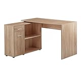Design Eckschreibtisch mit Regal Sonoma 120 x 75,5 x 106,5 cm | Moderner...