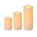 3er Set LED Kerzen Outdoor – Flackerndes warmweißes Licht, 5h Timer, batteriebetrieben,...