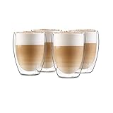 GLASWERK Design Latte Macchiato Gläser doppelwandig (4 x 350ml) Cappuccino Tassen aus...