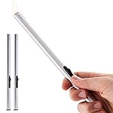 TOM 2 x Stabfeuerzeug mit Softflamme – Silber – 17,6 cm langes elektrisches...