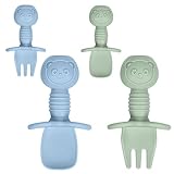 Vicloon Babylöffel, 4 Stück Baby Fütterlöffel aus Extra Weich Silikon, BPA...