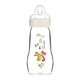 MAM Feel Good Babyflasche aus Glas (260 ml), Milchflasche mit weiter Öffnung, stabile...