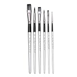 6Pcs Professionelle Pinsel Feine/Flache Spitze Holz Pinsel Künstler Pinsel Für Acryl...