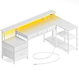 Rolanstar Schreibtisch L Form mit Schubladen, reversibler Gaming Tisch mit...