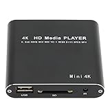 Bewinner Tragbarer 4K Media Player, 1080P HD AV USB HDMI Media Player mit Fernbedienung,...