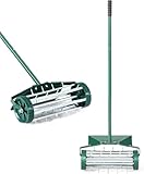 COSTWAY Rasenlüfter Walze, Rasenrolle mit Stiel & 3cm Nägeln & Spritzschutz,...