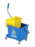 Reinigungswagen mit Presse, Wischwagen ca.19 Liter, Putzeimer mit Auswringer Presse, Profi...