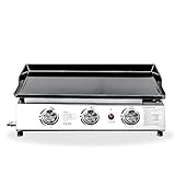 JUSTUS Gas-Plancha Grilleau 3, Tisch-Gas-Grill mit Grillwanne aus emailliertem...