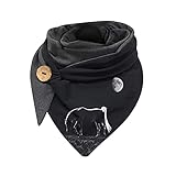 Generic Schal Damen Schwarz Mit Knöpfen Herbst Winter Warm Halstuch Blumen Kuschelig...