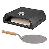bremermann Pizzabox inkl. Thermometer für Grills inkl. Schaufel und Pizzastein in 34x28...