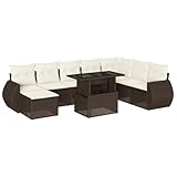 vidaXL Garten Sofa Garnitur 9-TLG., Gartenmöbel Set mit Kissen, Lounge Sitzgruppe Modular...