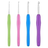 Prasacco 4 Stück Häkelnadel Set, 4 Größen Ergonomische Häkelnadel Metall Häkelnadel...