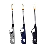 3 Stück, KONSUMANY Stabfeuerzeug Gas Feuerzeug 27 cm Lang Nachfüllbar (1x Grau, 1x Blau,...